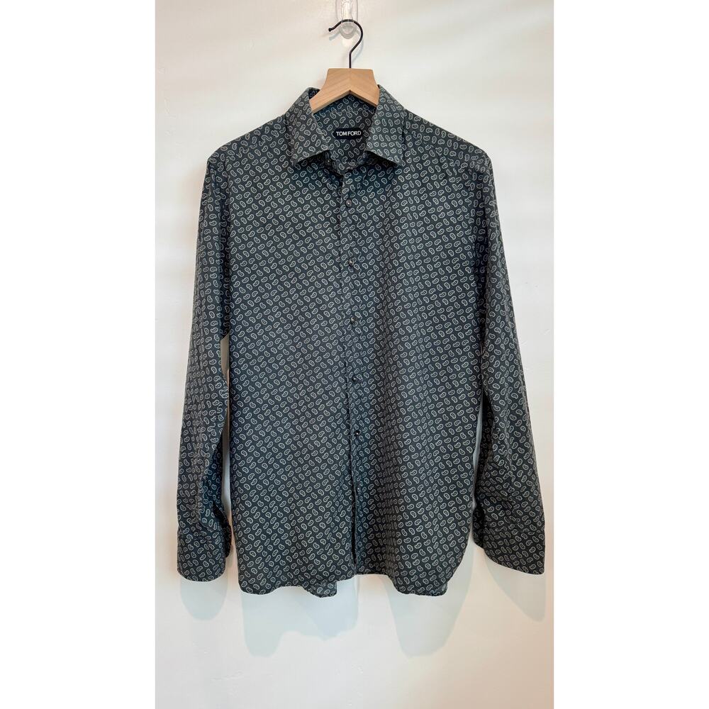 Tom Ford Paisley Print Cotton Lyocell Button Down Shirt Size 41 / 16 - Picture 4 of 14
